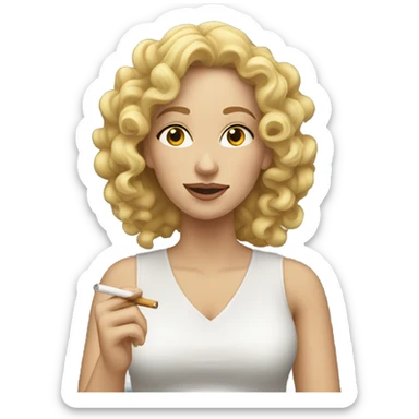 White women curly hair blonde holding a cigarette  sticker