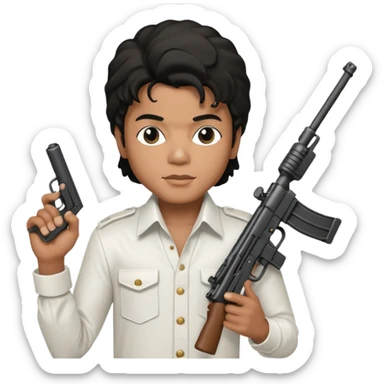 Micle Jackson holding a smg sticker