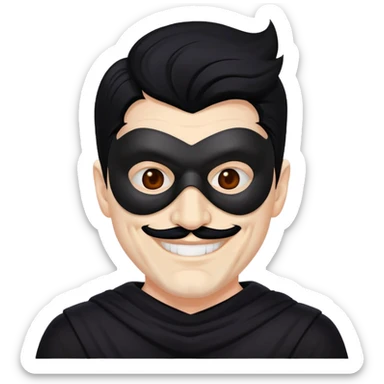 masked man, evil, serial killer, creepy, black hair, older, shoulders, smiling sticker