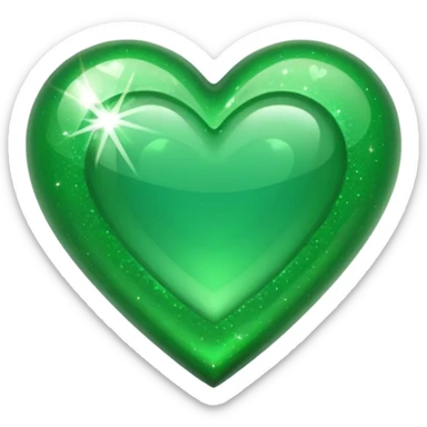 Green heart with sparkle sticker