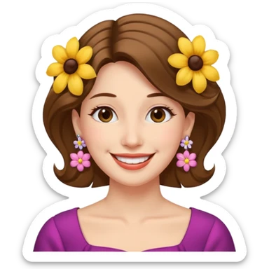 Lady wearing flower earrings


























 sticker