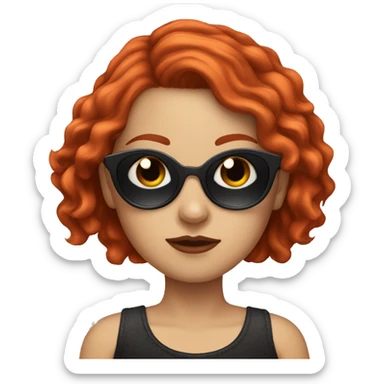 white girl with red hair and tattoos wearing sunglasses  sticker
