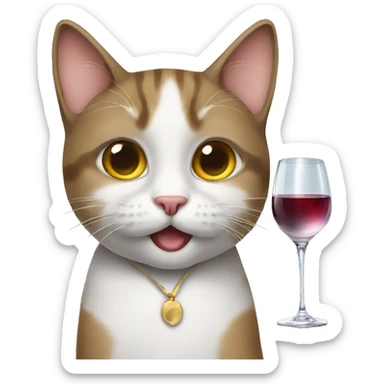 Cat with one wine glas  sticker