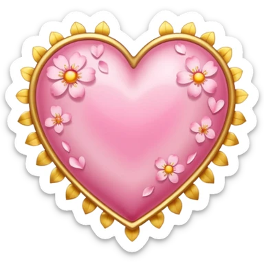 heart with sakura and a golden sun sticker