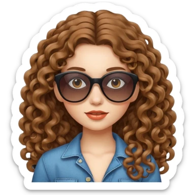 Girl with long curly hair, sunglasses sticker