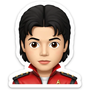 Michael Jackson light skin, black hair, brown eyes, red and black outfit sticker