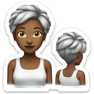 Black woman with highlights short hair sticker