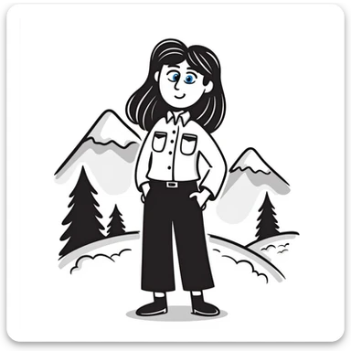 white woman park ranger with brown hair and blue eyes in a nature background sticker