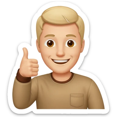 happy man with a thumb up sticker