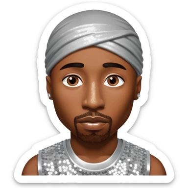 Tupac with silver sequin outfit sticker