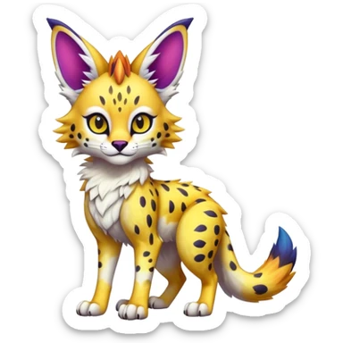 Cute Kawaii Epic Colorful Sergal-Serval-Vernid full body sticker