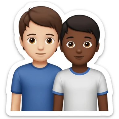 Little boy with brown hair in love with another little boy with black hair sticker