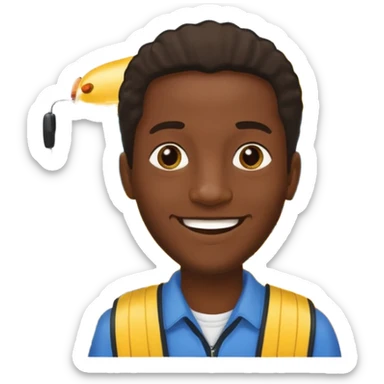 a school bus with a jamaican man saying bomboclat ("BOMBOCLAT' in speech buble) sticker