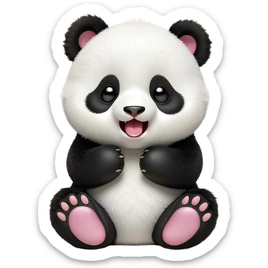 Cinematic Cute Yawning Baby Panda Portrait Emoji, Head tilted slightly with a dramatic, wide-open yawn, showcasing a soft, fuzzy black and white Fur with droopy ears, round eyes barely open in drowsy contentment, Simplified yet irresistibly adorable features, highly detailed, glowing with a soft, cozy glow, high shine, relaxed yet expressive, stylized with a touch of gentle whimsy, bright and endearing, soft glowing outline, capturing the essence of a sleepy yet affectionate baby panda, so drowsy it feels like it could curl up out of the screen for a nap! sticker
