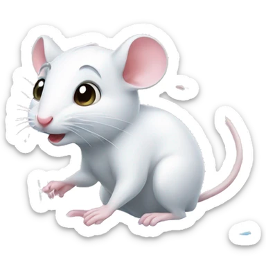 Cute white mouse taking a shower sticker
