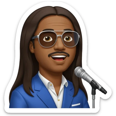 Stevie Wonder with dark brown long hair sticker