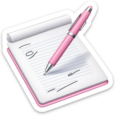 give me a discord emoji of a pink and white pen or pencil signing a piece of paper sticker