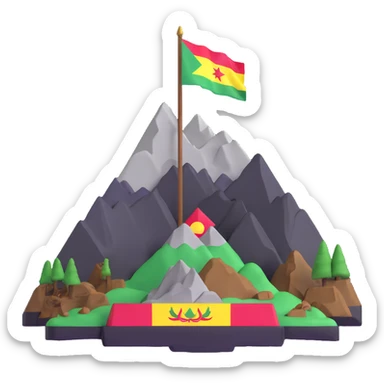 Mountain with Kurdish flag and ancient artifacts sticker