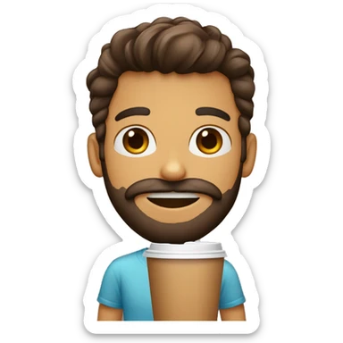 homem com barba com um copo café sticker