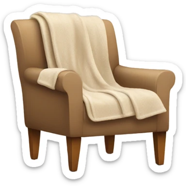 Beige Armchair with Cozy blanket and book sticker