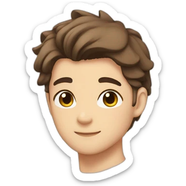 brown haired anime boy with ponytail in the back sticker