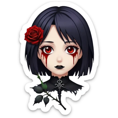 Bloody black rose anime gothic emo  beautiful gorgeous cool edgy lady sticker
