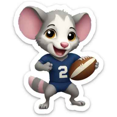 possum playing rugby sticker