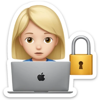 computer screen with a lock and a child figure sticker