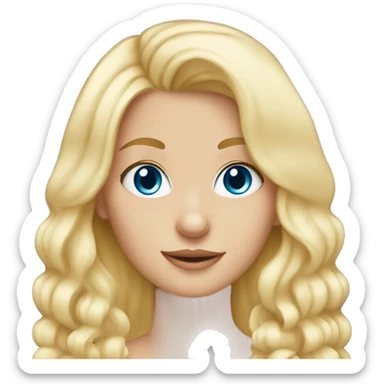 Blonde girl blue eyes holding spitz  sticker