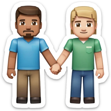 Minecraft Steve and Alex holding hands sticker