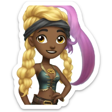 rainbow hair mermaid black eye pirate sticker
