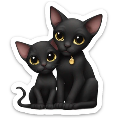 sphinx cat hugs black cat sticker