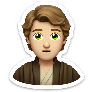 Jedi man, but green eyes and brown hair.  sticker