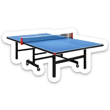 An open house garage that has a ping pong table. The view is from the street and the garage to a house is shown and it’s open sticker