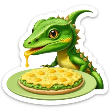 lizard eating omelette sticker