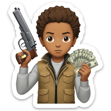 riley from boondocks holding a gun and money  sticker
