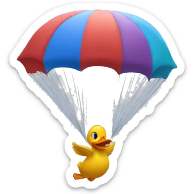 A duck parachuting sticker