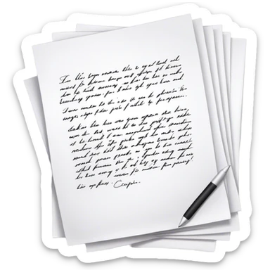 several white sheets with text sticker