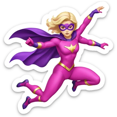 pink violet woman superhero flying sticker