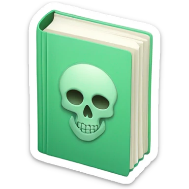 Mint green book with skull sticker