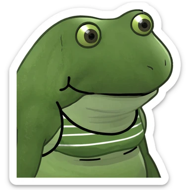 bufo frog in a striped tank top meme style sticker