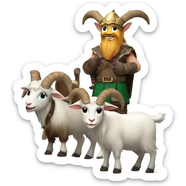 Happy New year celebration with three goats on top of a mountain wearing Viking outfits  sticker