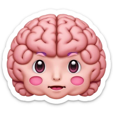 brain with cute face sticker