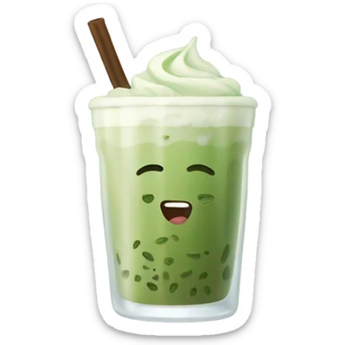 Iced matcha latte in a curvy glass  sticker