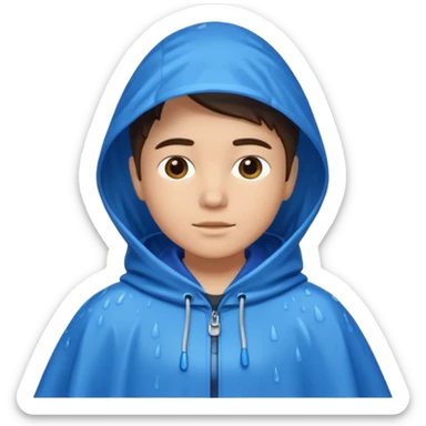 rain poncho blue sticker