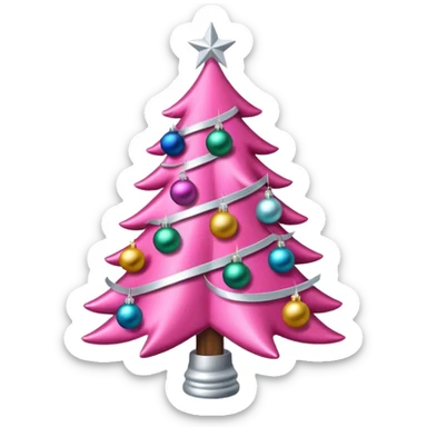 pink christmas tree sticker