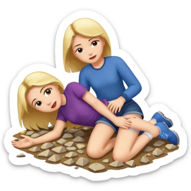 a foot crushing a girl's head on the ground sticker