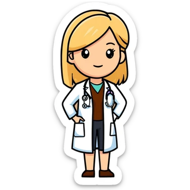 Brown doctor with blonde woman sticker