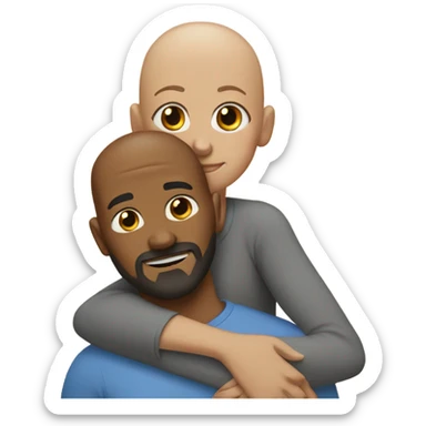 bald with dark blond grey  beard with brown female hugging sticker