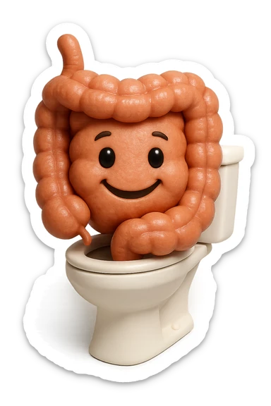 EMOJI STILE IPHONE 3D DI intestino felice seduto sul wc  FALLO MOLTO REALISTICO IN 3D sticker
